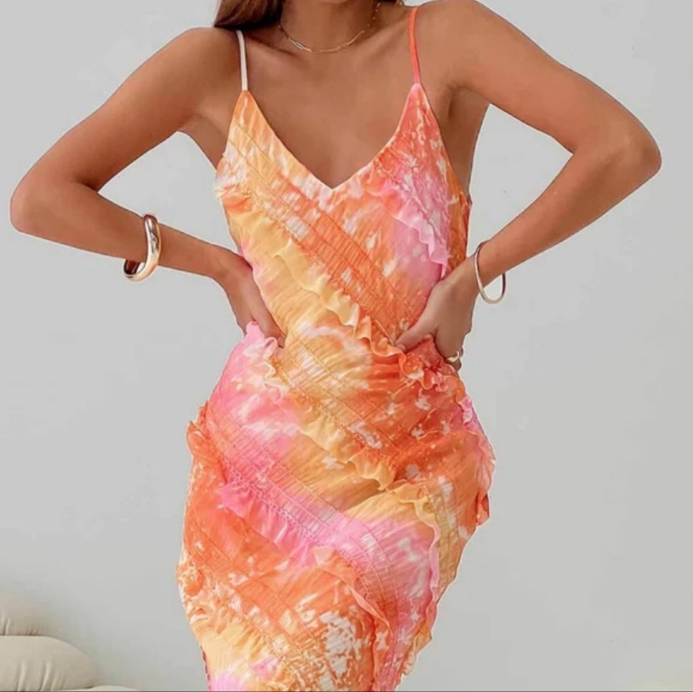 Princess Polly Lars Maxi Dress  - orange multi